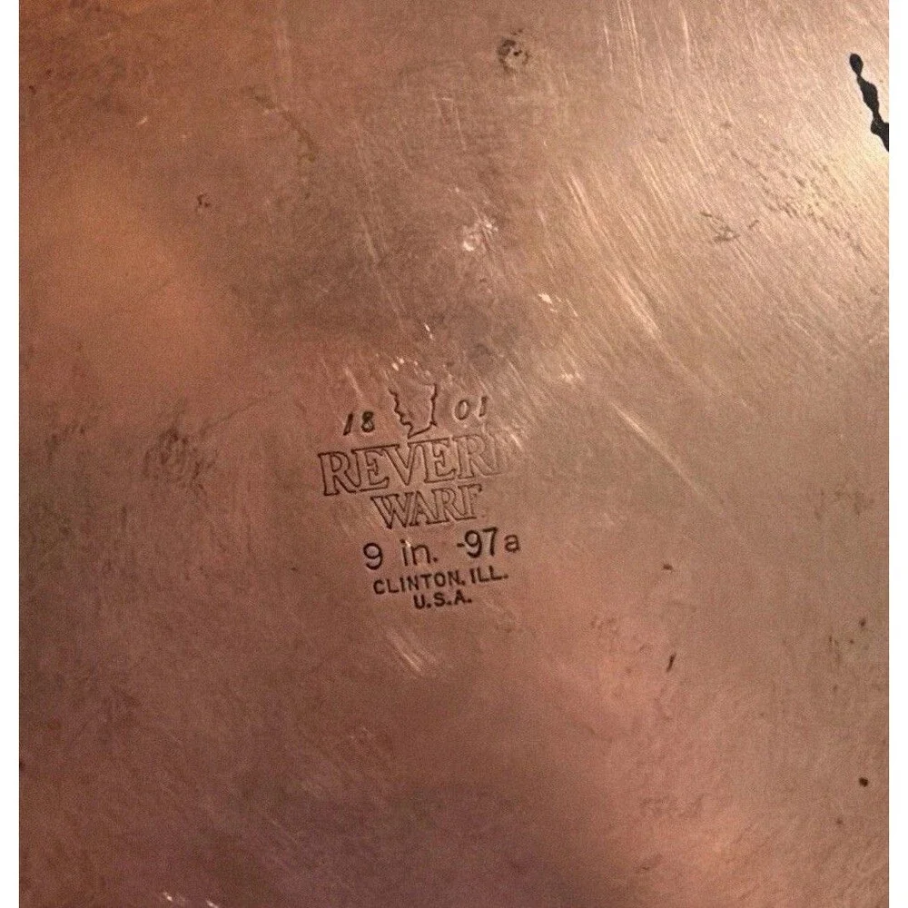 Revere Ware 1801 9” Skillet Copper Clad Frying Pan Clinton, IL 1997 Vintage - Picture 12 of 12